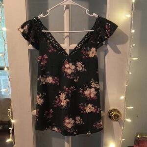 Sweet Wanderer Black Floral Blouse